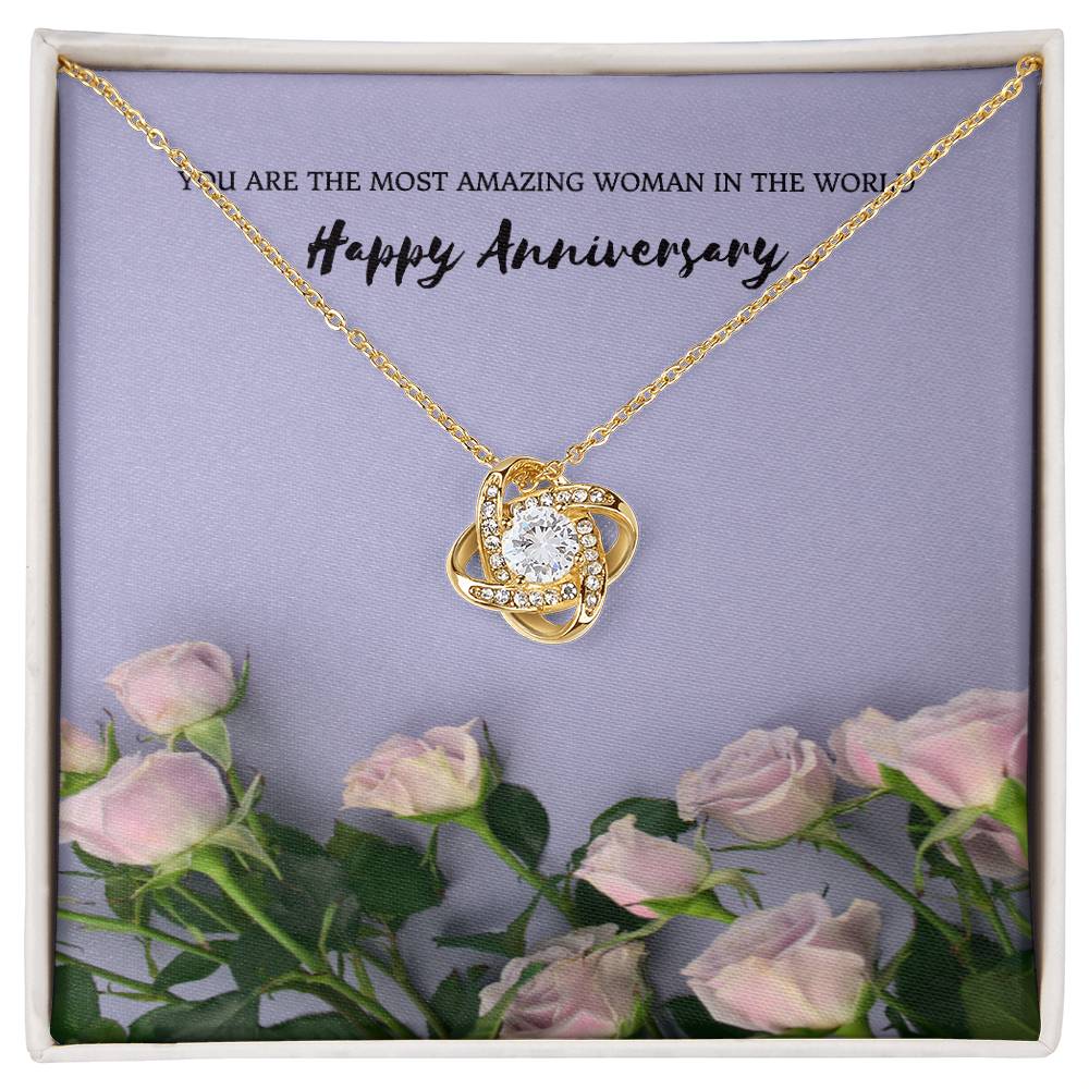 You Are The Most Amazing Woman | Beautiful 14k White Gold Love Knot Necklace for Wife