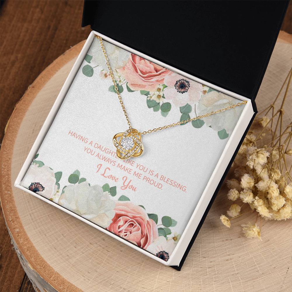 Having A Daughter Like You Is A Blessing | Stunning Artisan Crafted 14k White Gold Love Knot Necklace