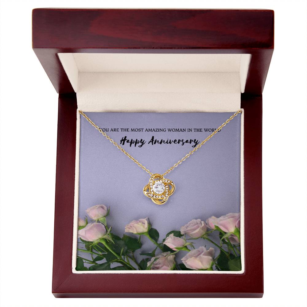 You Are The Most Amazing Woman | Beautiful 14k White Gold Love Knot Necklace for Wife