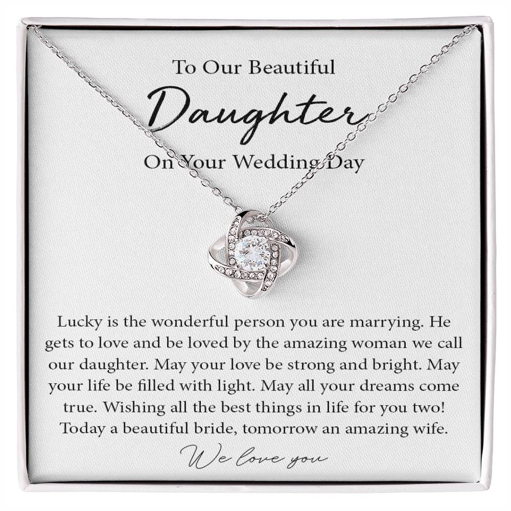 To Our Daughter Wedding Day Gift, To Bride From Parents Necklace, Parents To Bride Gift