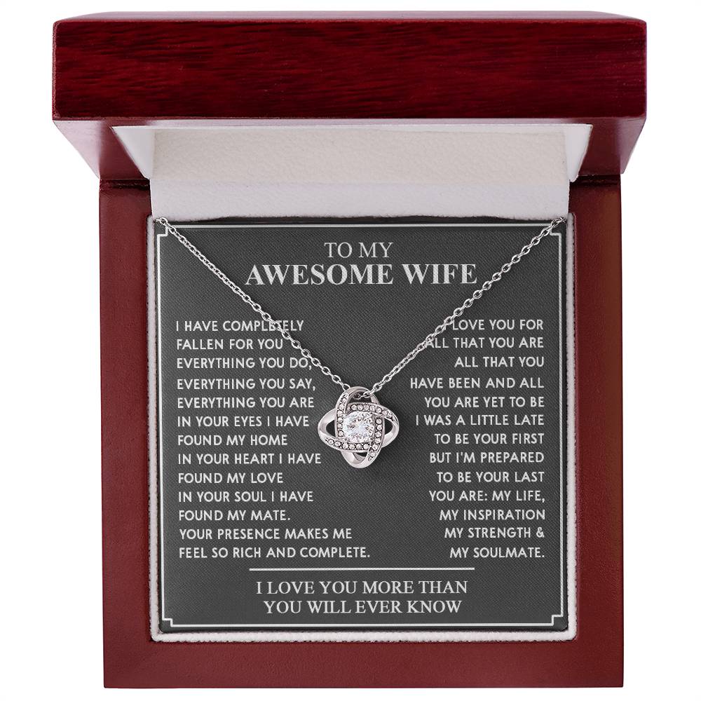 ALMOST SOLD OUT - To My Awesome Wife Love Knot Necklace