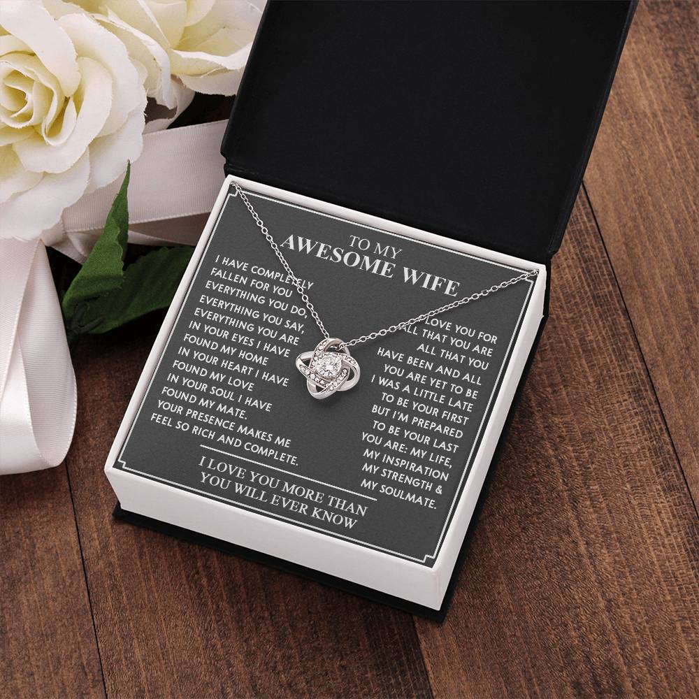 ALMOST SOLD OUT - To My Awesome Wife Love Knot Necklace