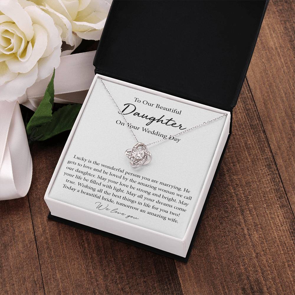 To Our Daughter Wedding Day Gift, To Bride From Parents Necklace, Parents To Bride Gift