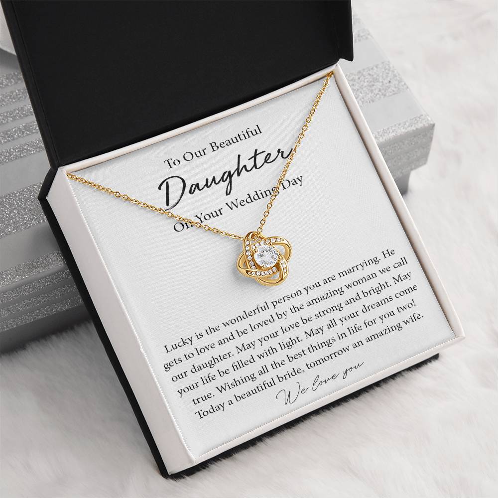 To Our Daughter Wedding Day Gift, To Bride From Parents Necklace, Parents To Bride Gift