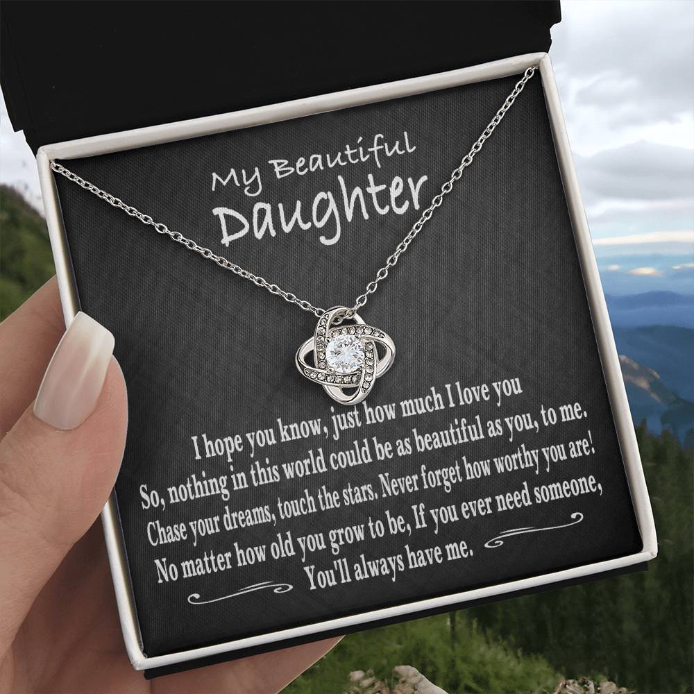 My Beautiful Daughter, From mom to daughter, From mum to daughter,Gift from parents, daughter Necklace, Love Knot Necklace from mum, Gift for my daughter, To my daughter Necklace, I love my daughter, forever my friend, Beautiful daughter Gift