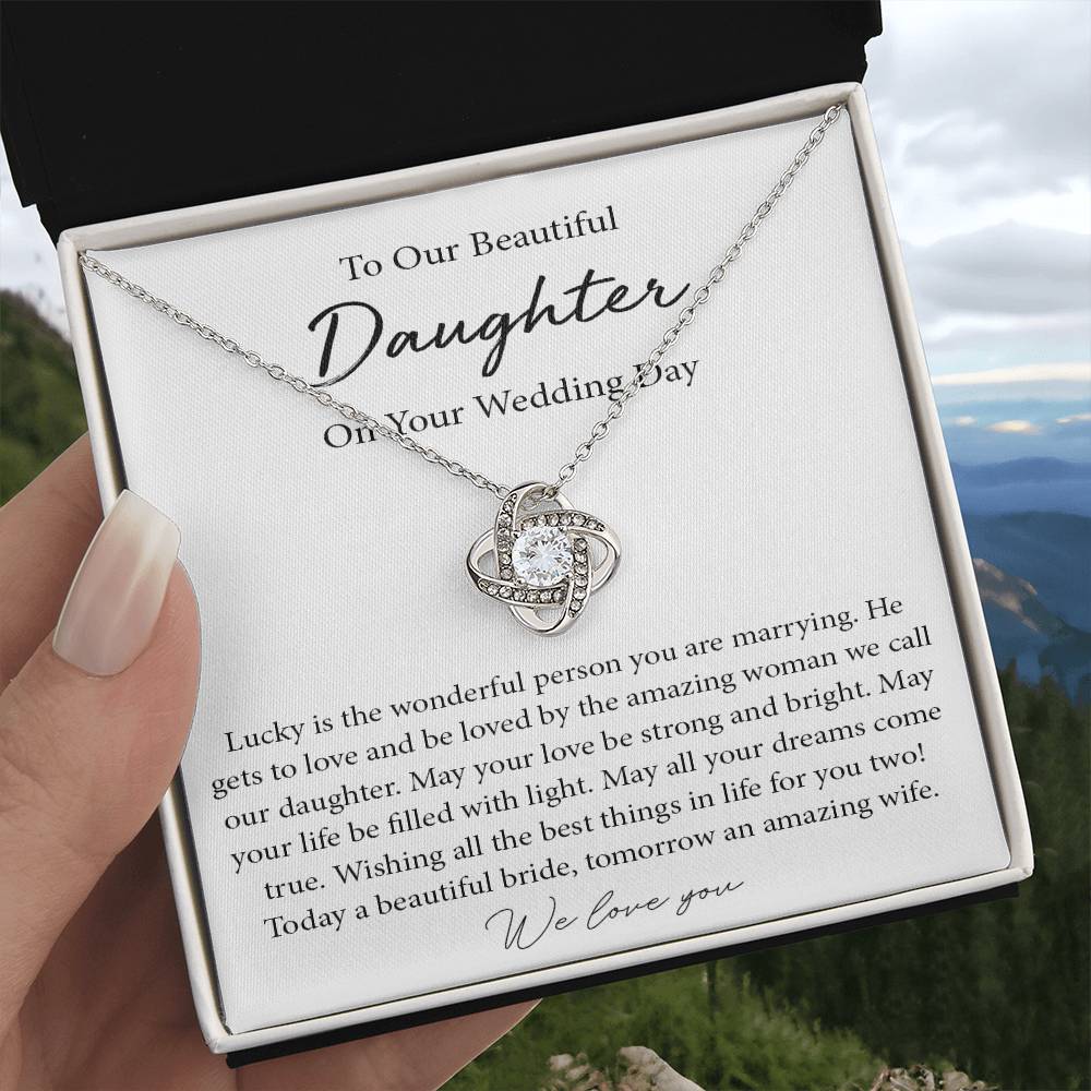 To Our Daughter Wedding Day Gift, To Bride From Parents Necklace, Parents To Bride Gift