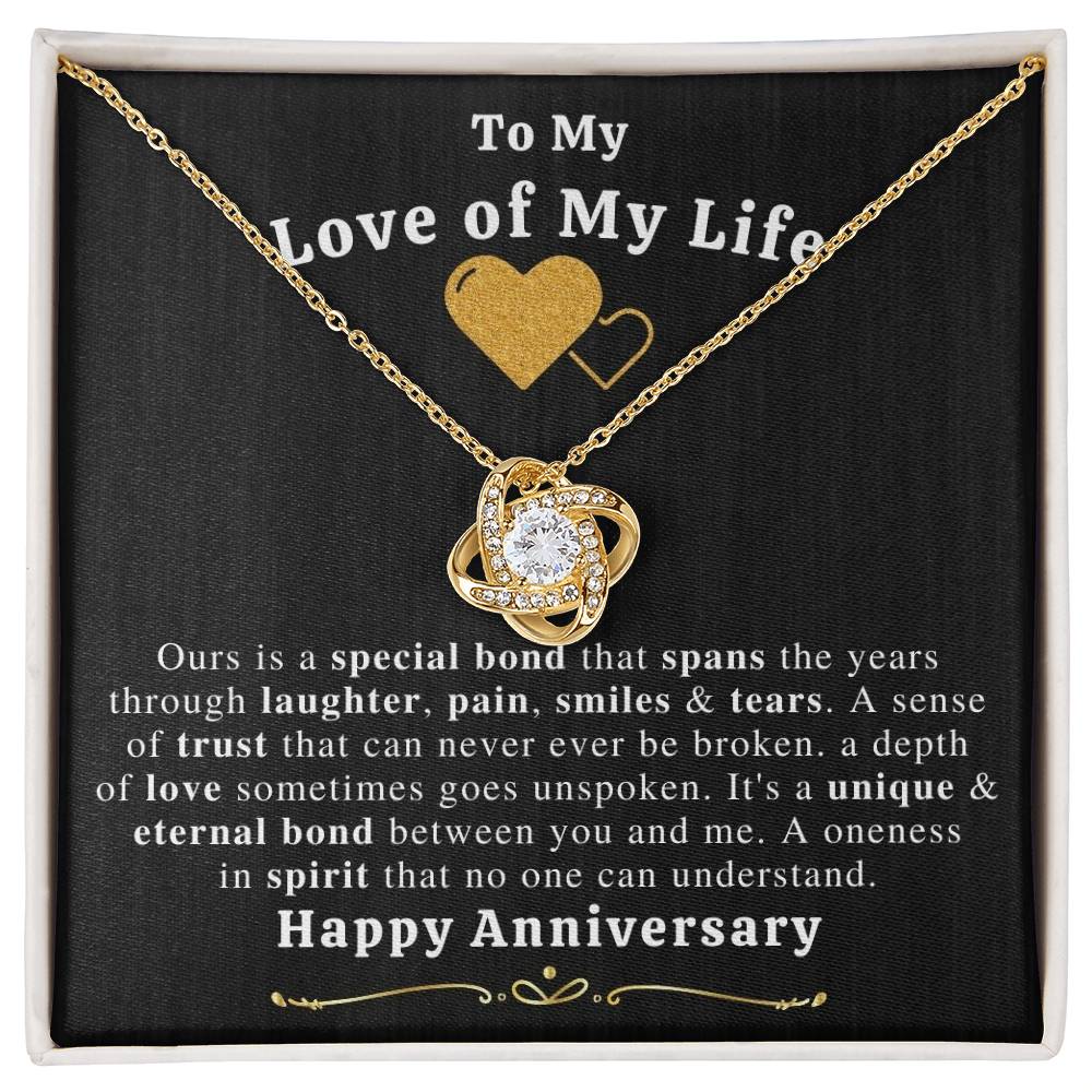 Gift for Love of My Life- Love Knot Necklace With Message Card