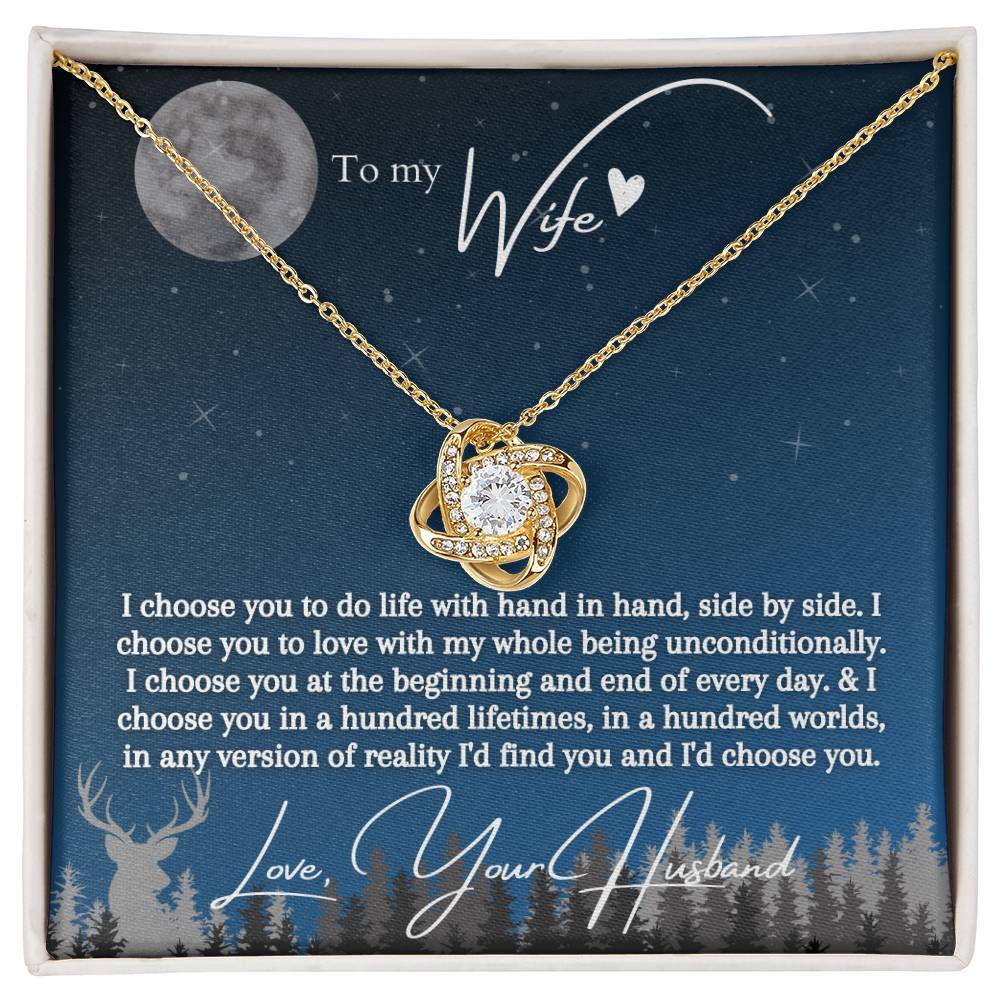 "I Choose You" Love Knot Necklace (Blue Starlight Edition)  -  To My Birthday, Wedding Anniversary