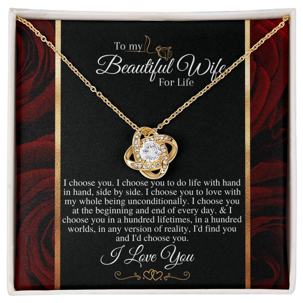 "I Choose You" Love Knot Necklace (Golden Roses Edition) - Gift For Her - To Wedding Anniversary, Valentine’s Day, Thank You Gift