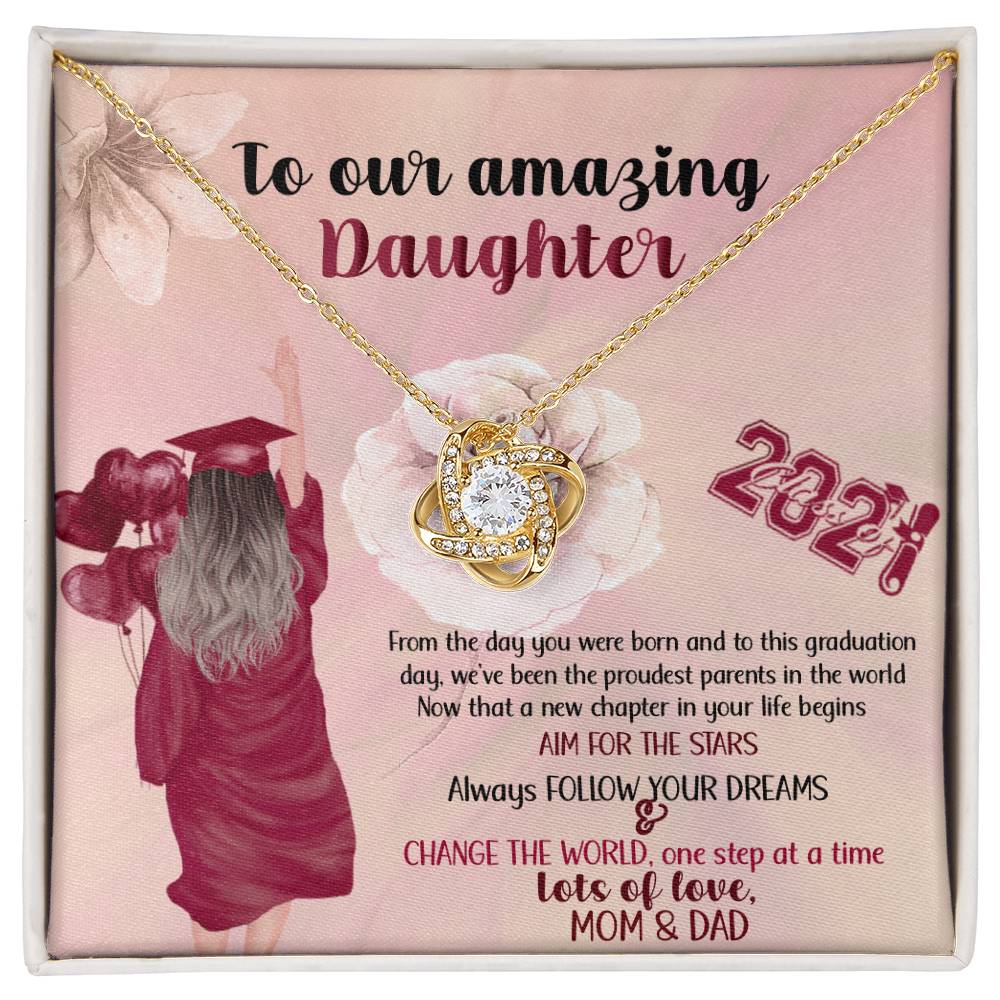 "To Our Amazing Daughter" Love Knot Necklace, Graduation Gift for Daughter