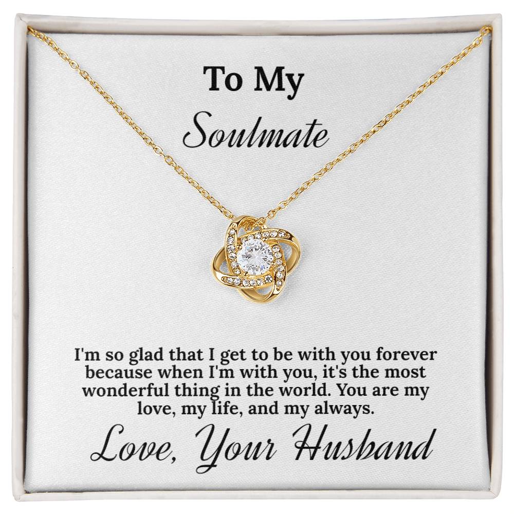 "To My Soulmate" Love Knot Necklace in White Gold - A Special Gift For My Girlfriend - Happy Anniversary
