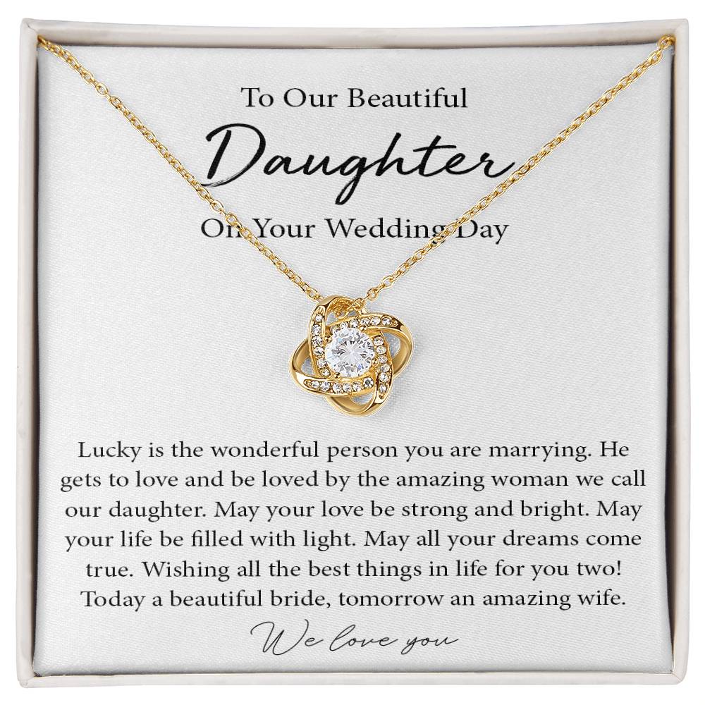 To Our Daughter Wedding Day Gift, To Bride From Parents Necklace, Parents To Bride Gift
