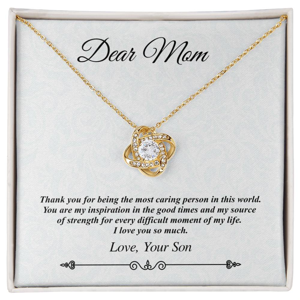 'Dear Mom' Jeweled Knot Necklace - the Most Caring Person in This World