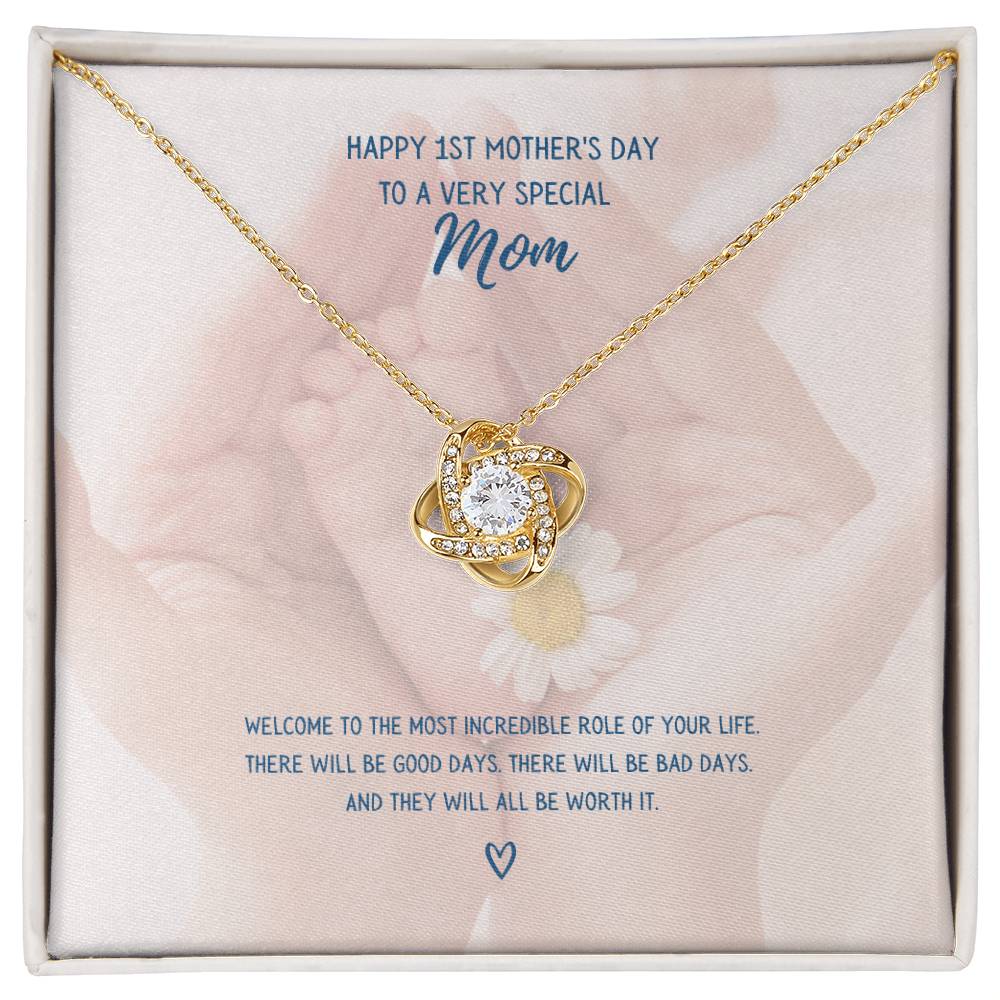 "Happy 1st Mother's Day" - Love Knot Necklace - Happy 1ST Mother's Day To A Very Special Mom