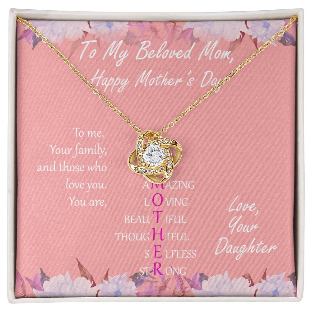 "Mother" - Mother's Day Gift Love Knot Necklace - Priceless Gift To My Mother