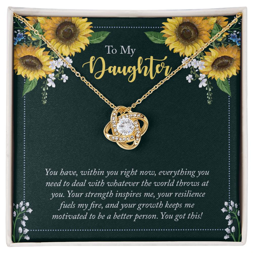 "A Gift for Daughter" From Mom/dad Love Knot Necklace - Your Strength