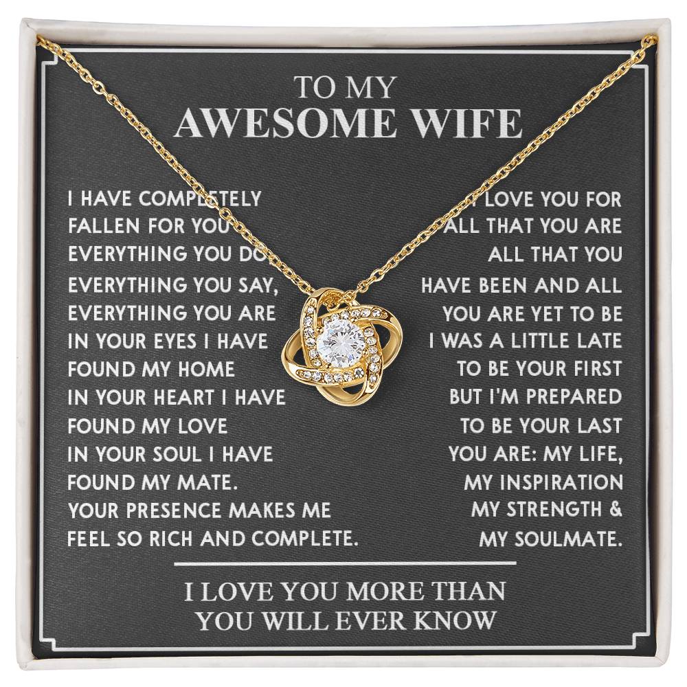 ALMOST SOLD OUT - To My Awesome Wife Love Knot Necklace