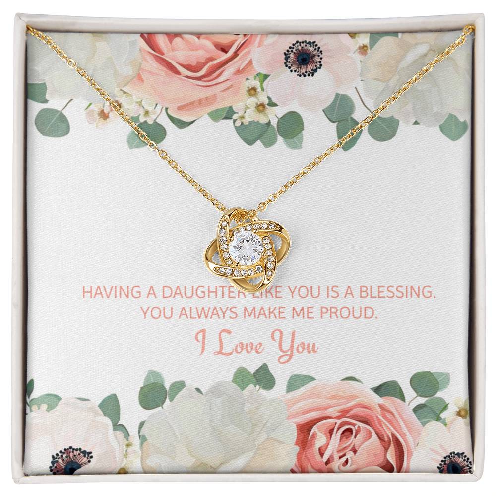 Having A Daughter Like You Is A Blessing |  Stunning Artisan Crafted 14k White Gold Love Knot Necklace