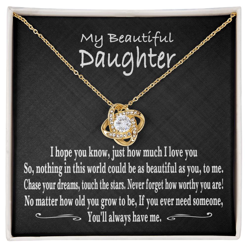 My Beautiful Daughter, From mom to daughter, From mum to daughter,Gift from parents, daughter Necklace, Love Knot Necklace from mum, Gift for my daughter, To my daughter Necklace, I love my daughter, forever my friend, Beautiful daughter Gift