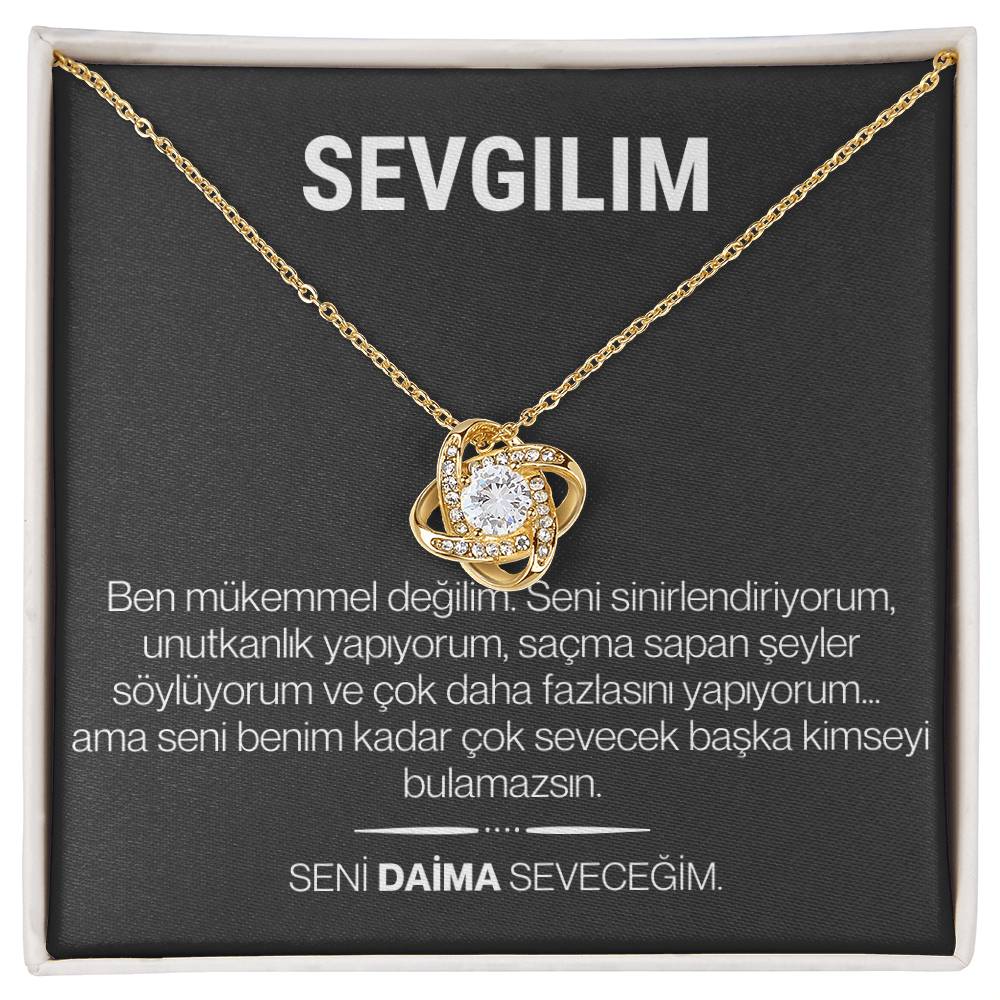"Sevgilim" Love Knot Necklace in Turkish | 14k White Gold Over Stainless Steel - To My Soulmate – Happy Anniversary