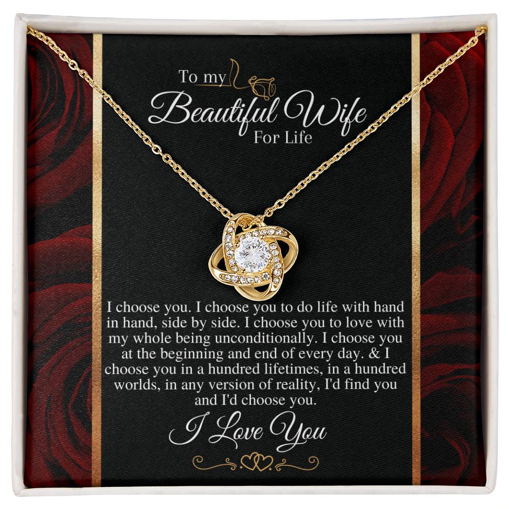 "I Choose You" Love Knot Necklace (Roses Edition) - A Present To My Wife