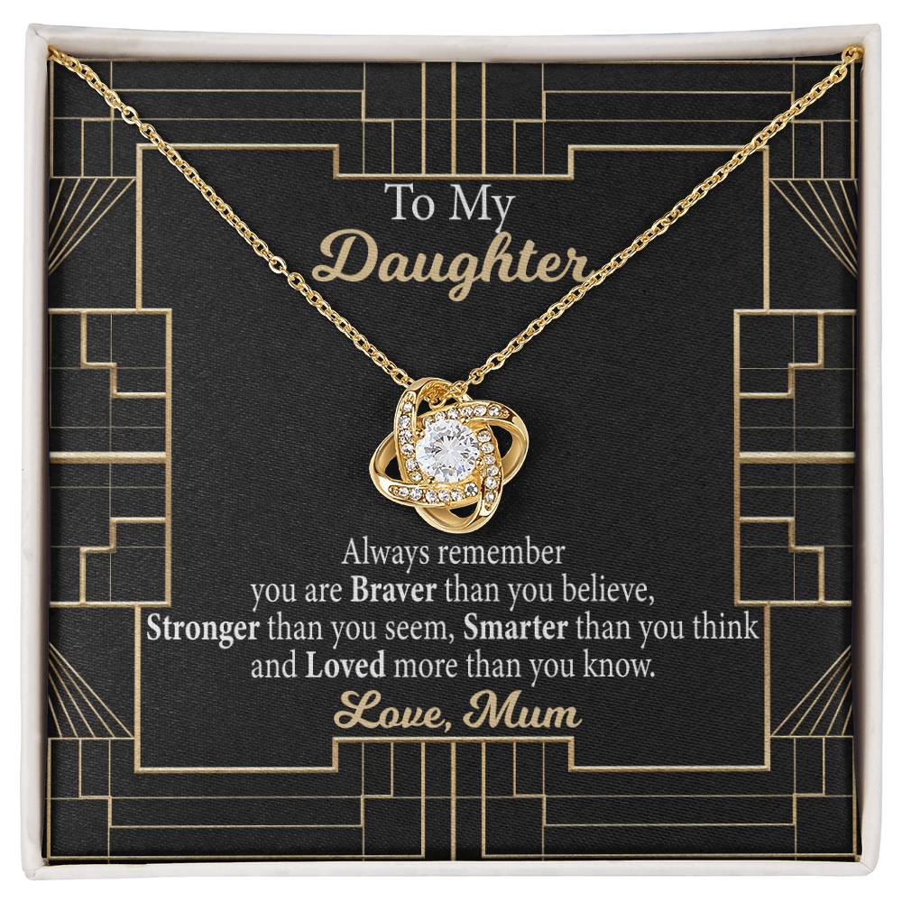 Love Knot Pendant Necklace, to My Daughter, Gift From Mom, Birthday Gift for Daughter, Daughter Necklace From Mom, Birthday Necklace for Daughter, Love Knot Necklace for Daughter From Mom