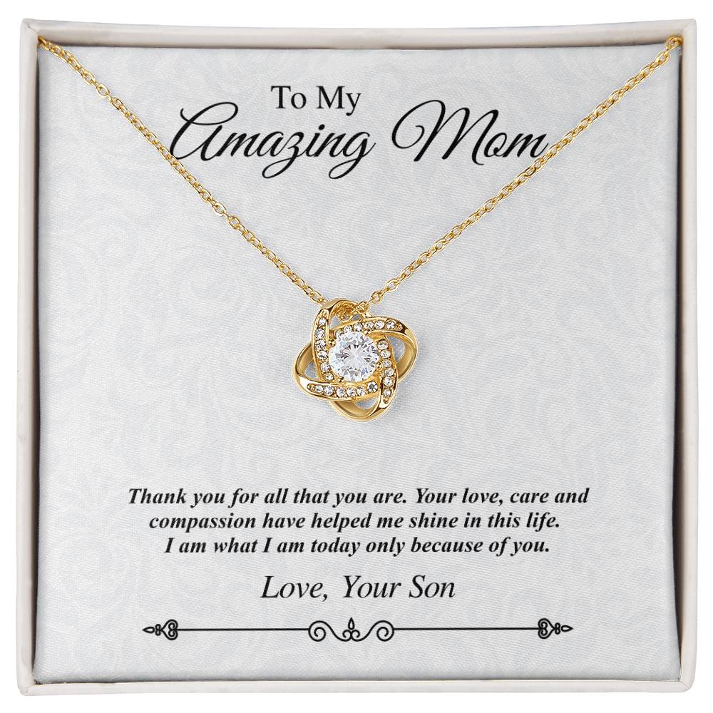 'To My Amazing Mom' Jeweled Knot Necklace - Thank You for All That You Are