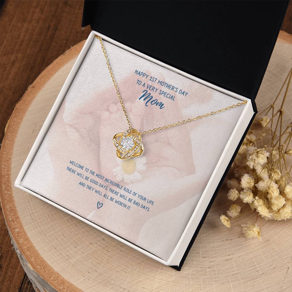 "Happy 1st Mother's Day" - Love Knot Necklace - Happy 1ST Mother's Day To A Very Special Mom