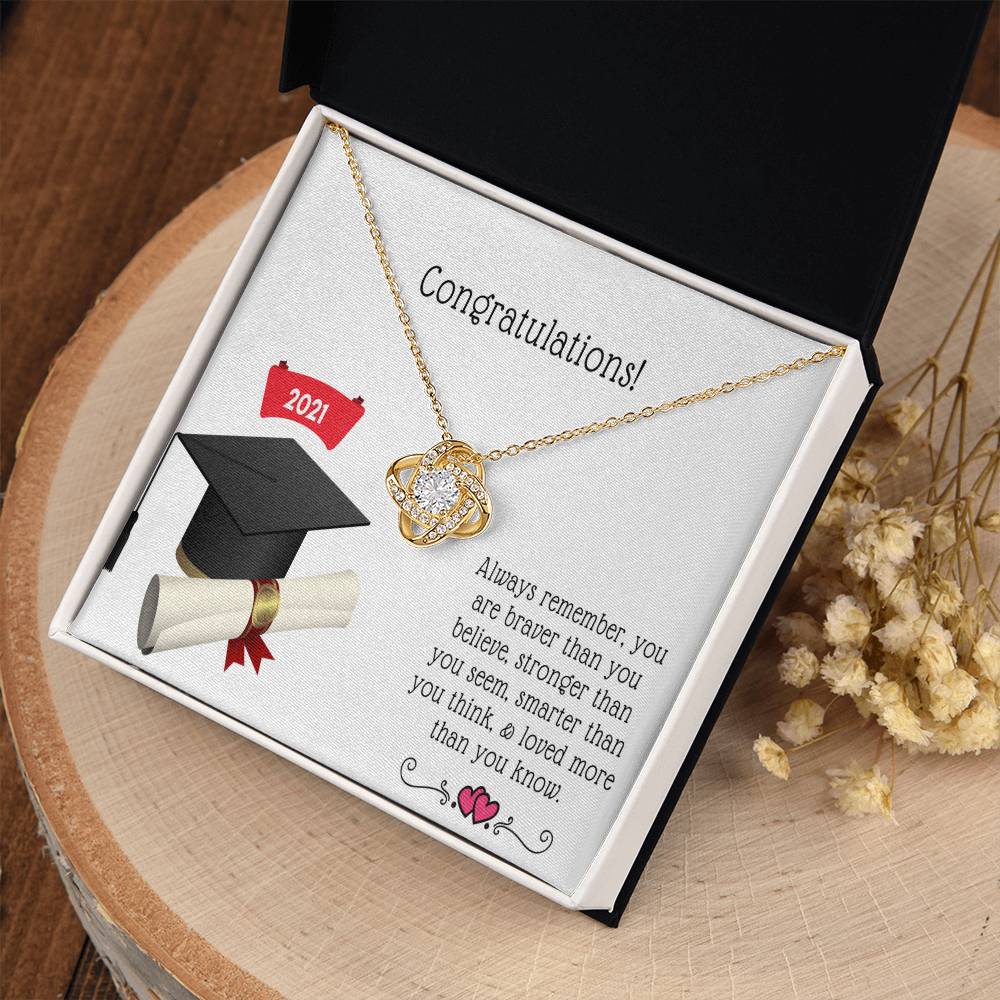 "A Graduation Gift - Love Knot Necklace" -"Always Rememberl" - To Graduation, Promotion