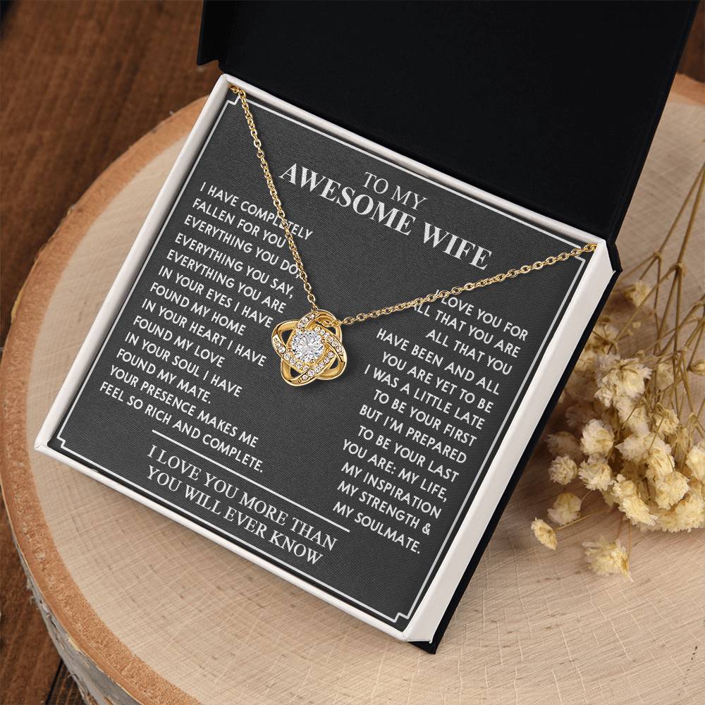 ALMOST SOLD OUT - To My Awesome Wife Love Knot Necklace