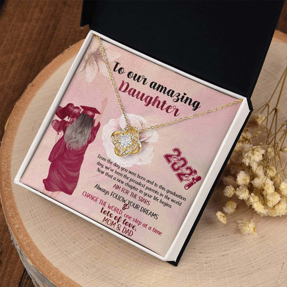 "To Our Amazing Daughter" Love Knot Necklace, Graduation Gift for Daughter