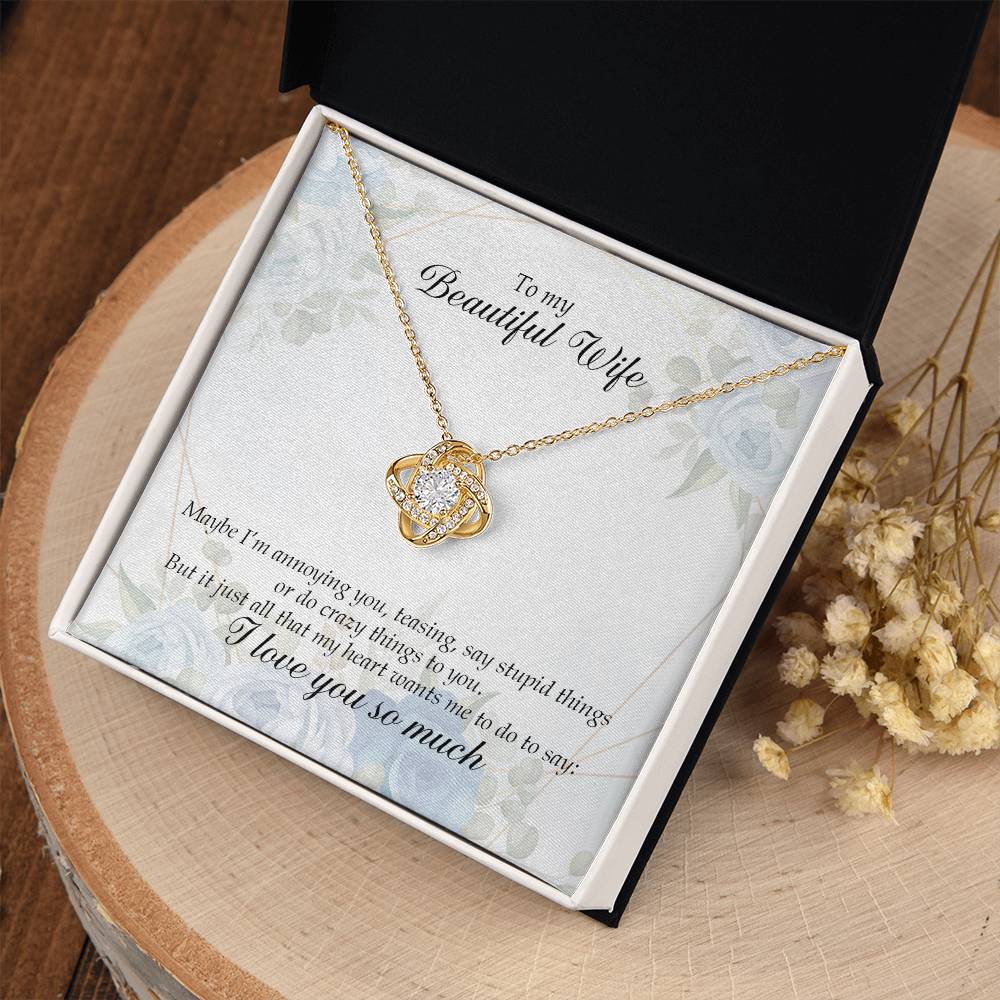 "My Beautiful Wife" Love Knot Necklace - Forever in My Heart - Gift My Wife