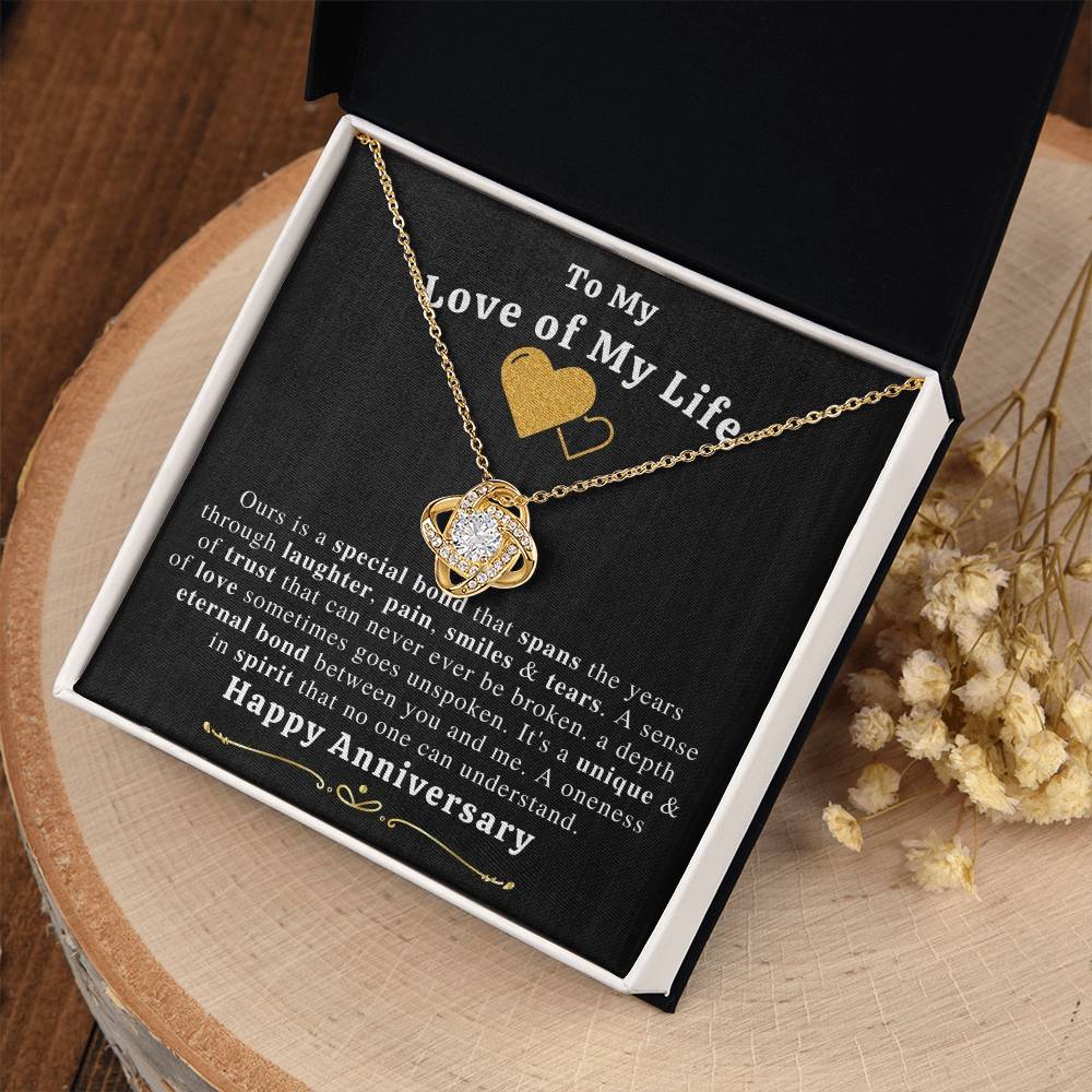 Gift for Love of My Life- Love Knot Necklace With Message Card