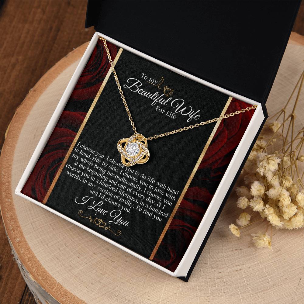 "I Choose You" Love Knot Necklace (Roses Edition) - A Present To My Wife