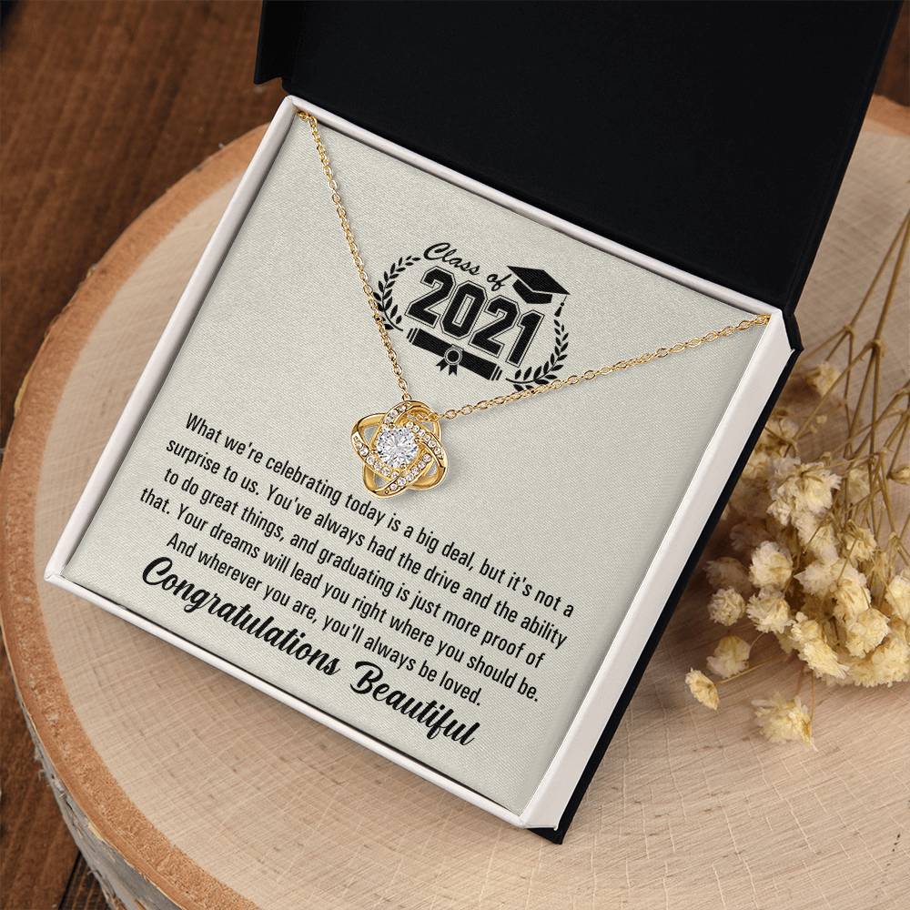 (Almost Gone!) Graduation Necklace - Congratulations Beautiful - Graduation Gift