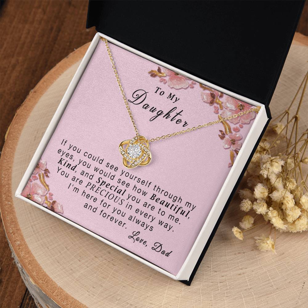 "To My Daughter, If You Could See.." Cubic Zirconia With 14k White Gold Finish Necklace