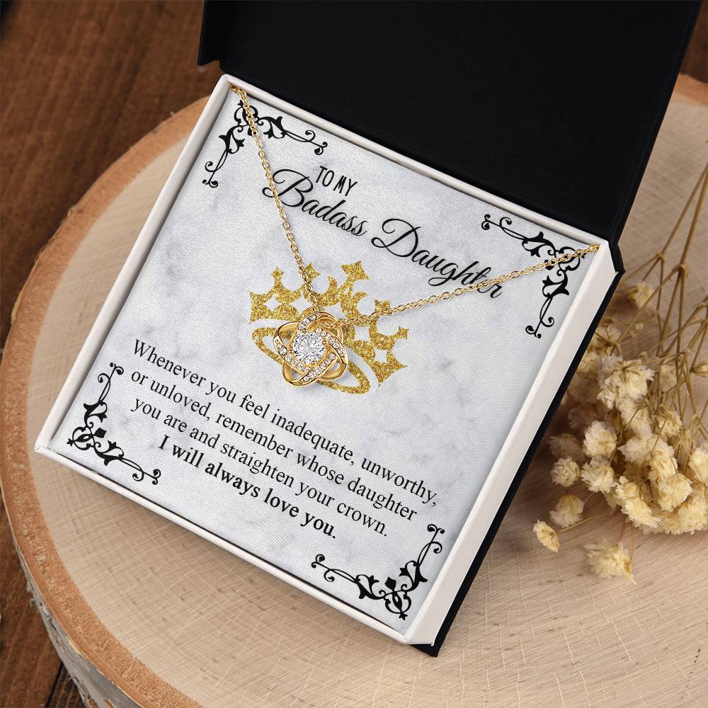 To My Badass Daughter - Straighten Your Crown Necklace, Gift for Daughter, Birthday Gift