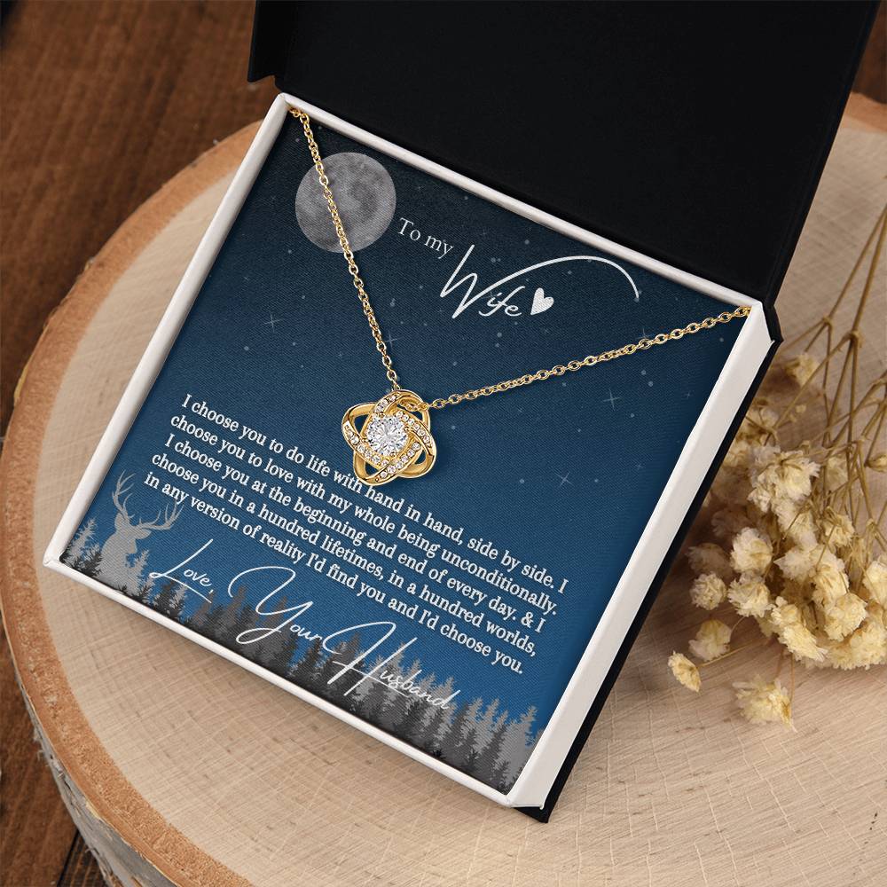 "I Choose You" Love Knot Necklace (Blue Starlight Edition)  -  To My Birthday, Wedding Anniversary