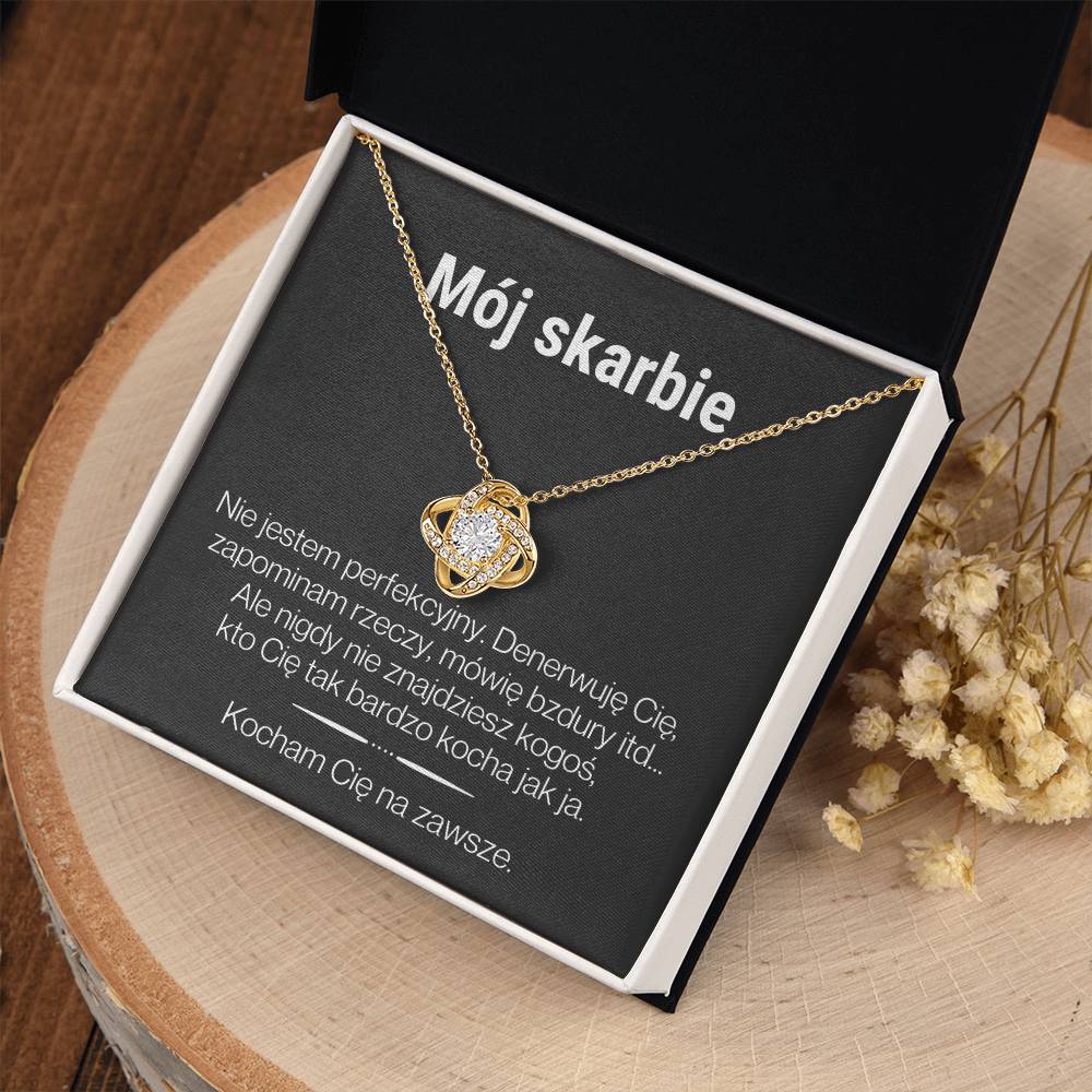 "Skarbie" Love Knot Necklace in Turkish | 14k White Gold Over Stainless Steel - To My Love – Happy Valentine’s Day