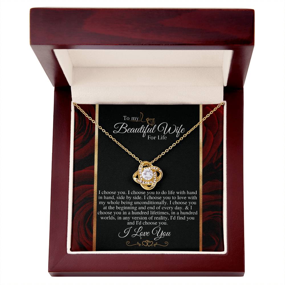 "I Choose You" Love Knot Necklace (Roses Edition) - A Present To My Wife