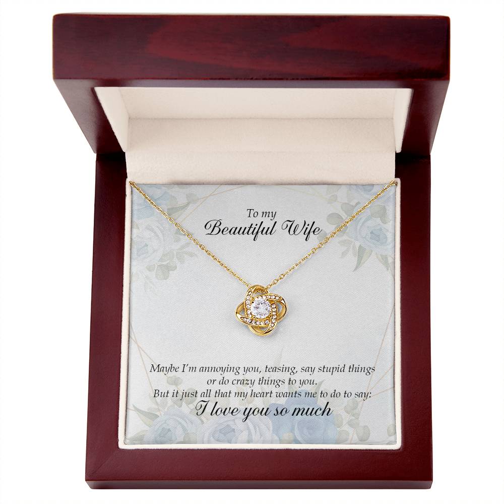 "My Beautiful Wife" Love Knot Necklace - Forever in My Heart - Gift My Wife