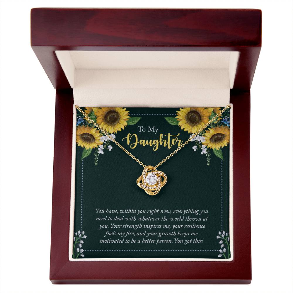 "A Gift for Daughter" From Mom/dad Love Knot Necklace - Your Strength