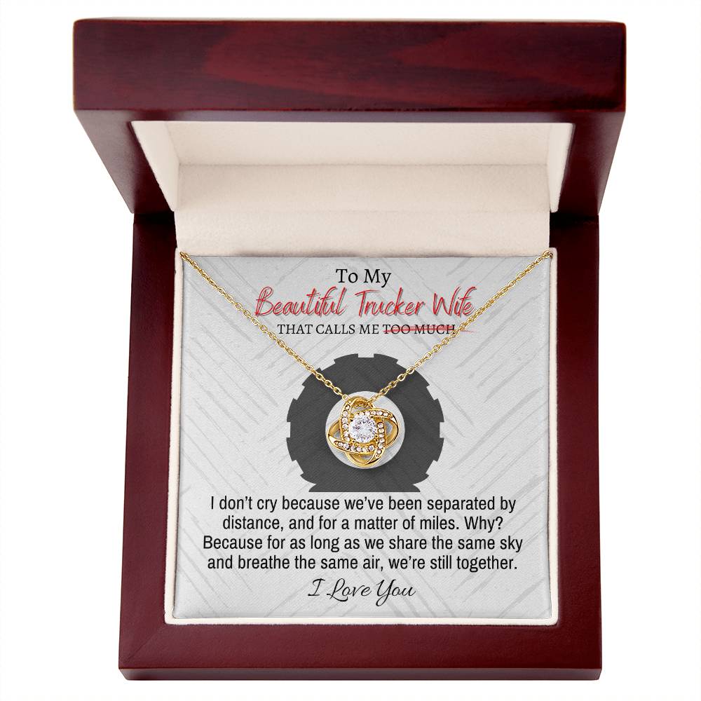"Trucker Wife" Love Knot Necklace (Open Road Edition) - To My Beautiful Wife - Merry Christmas To My Wife