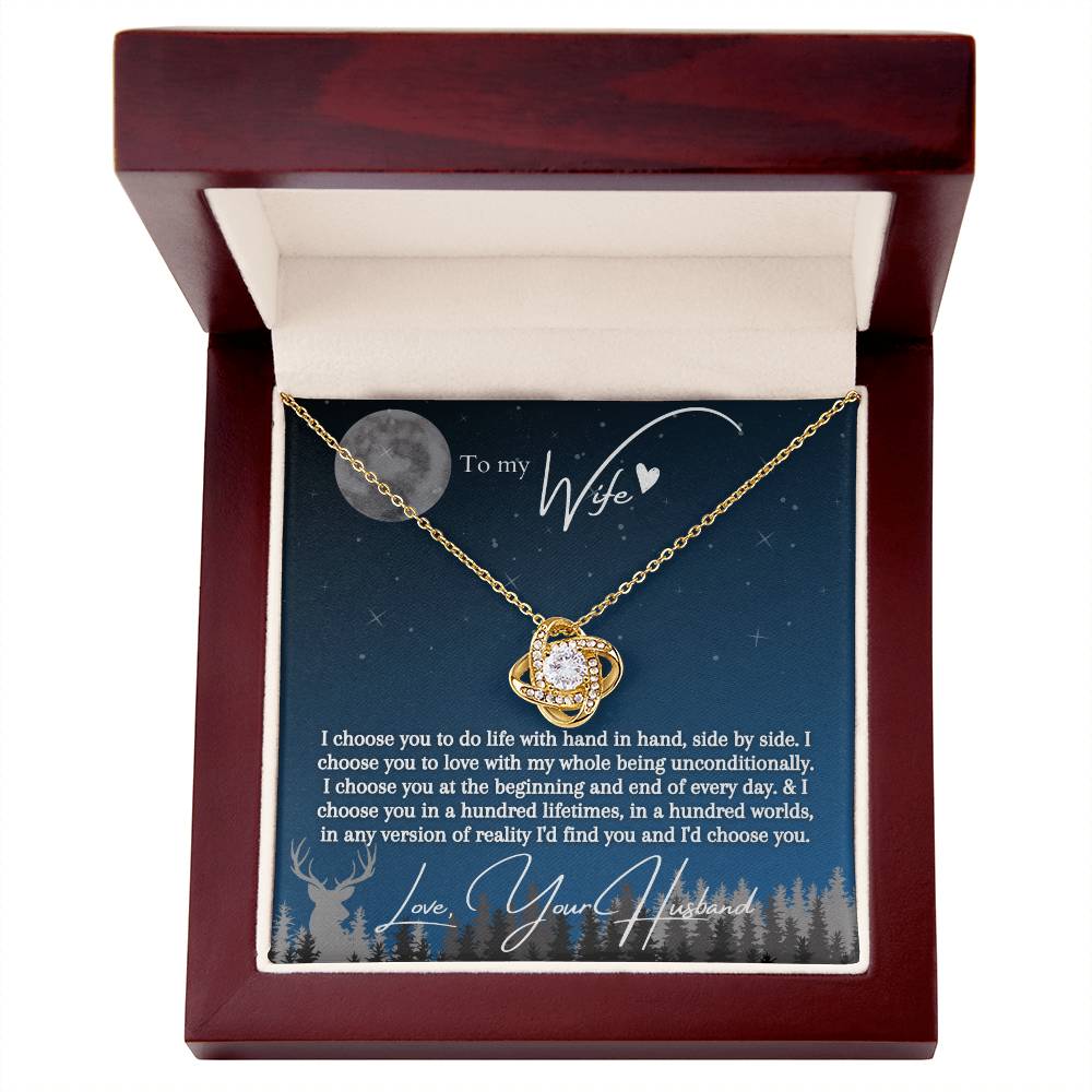 "I Choose You" Love Knot Necklace (Blue Starlight Edition)  -  To My Birthday, Wedding Anniversary