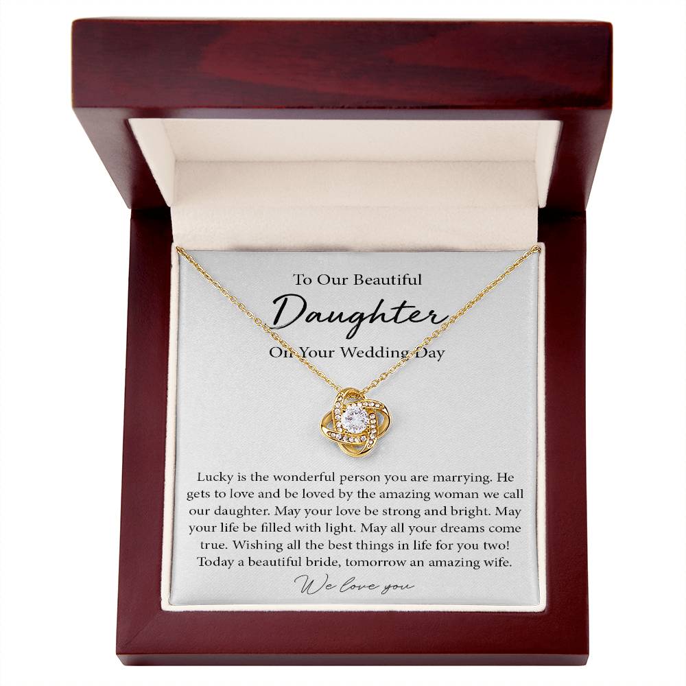 To Our Daughter Wedding Day Gift, To Bride From Parents Necklace, Parents To Bride Gift