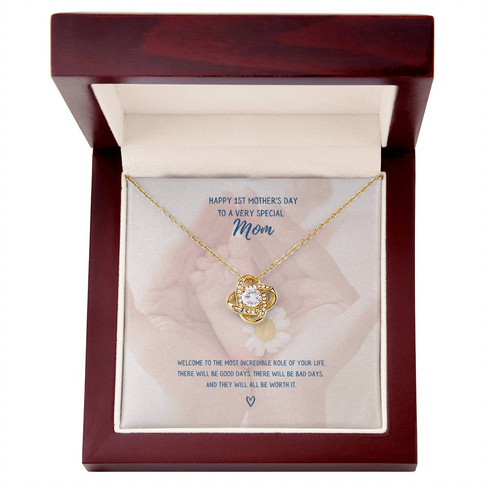 "Happy 1st Mother's Day" - Love Knot Necklace - Happy 1ST Mother's Day To A Very Special Mom