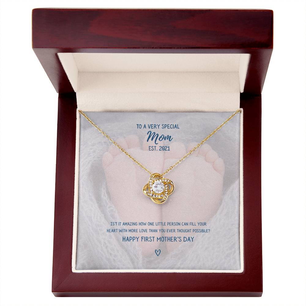 "To a Very Special Mom" - Mother's Day Love Knot Necklace -  Happy First Mother's Day