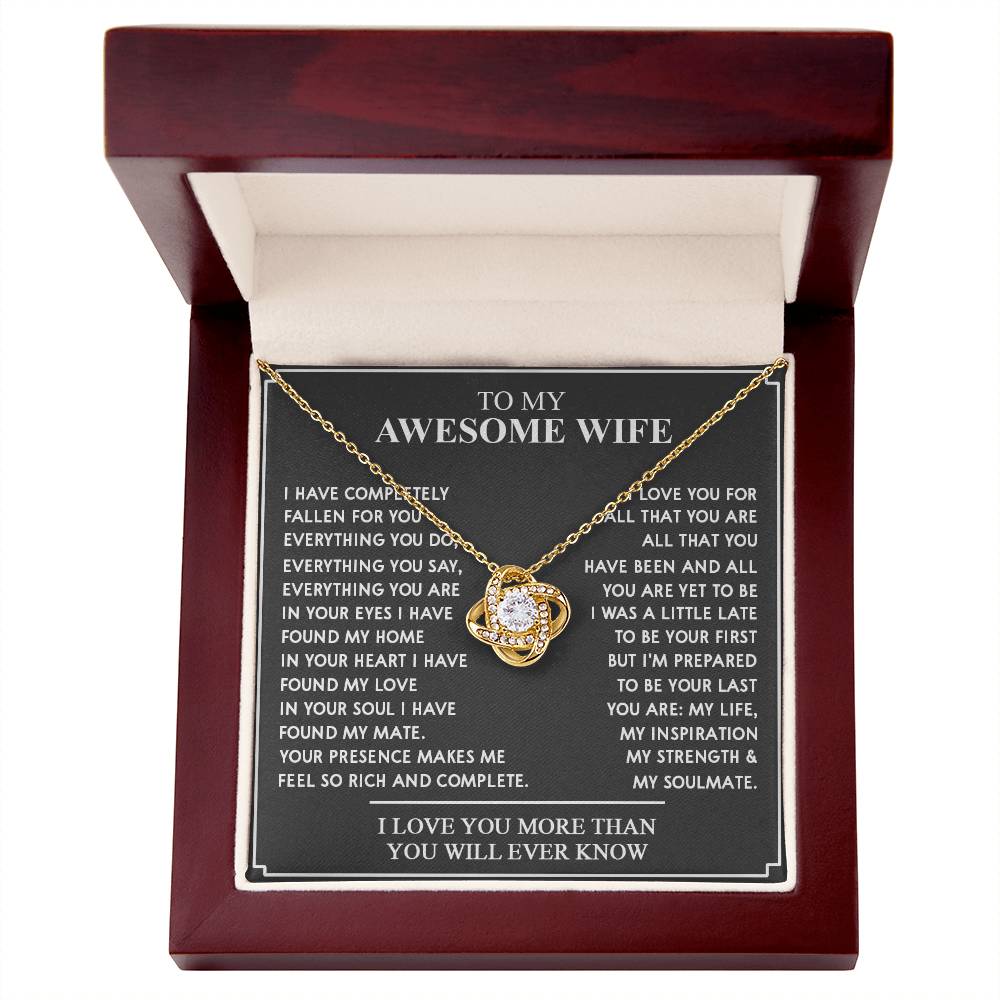 ALMOST SOLD OUT - To My Awesome Wife Love Knot Necklace