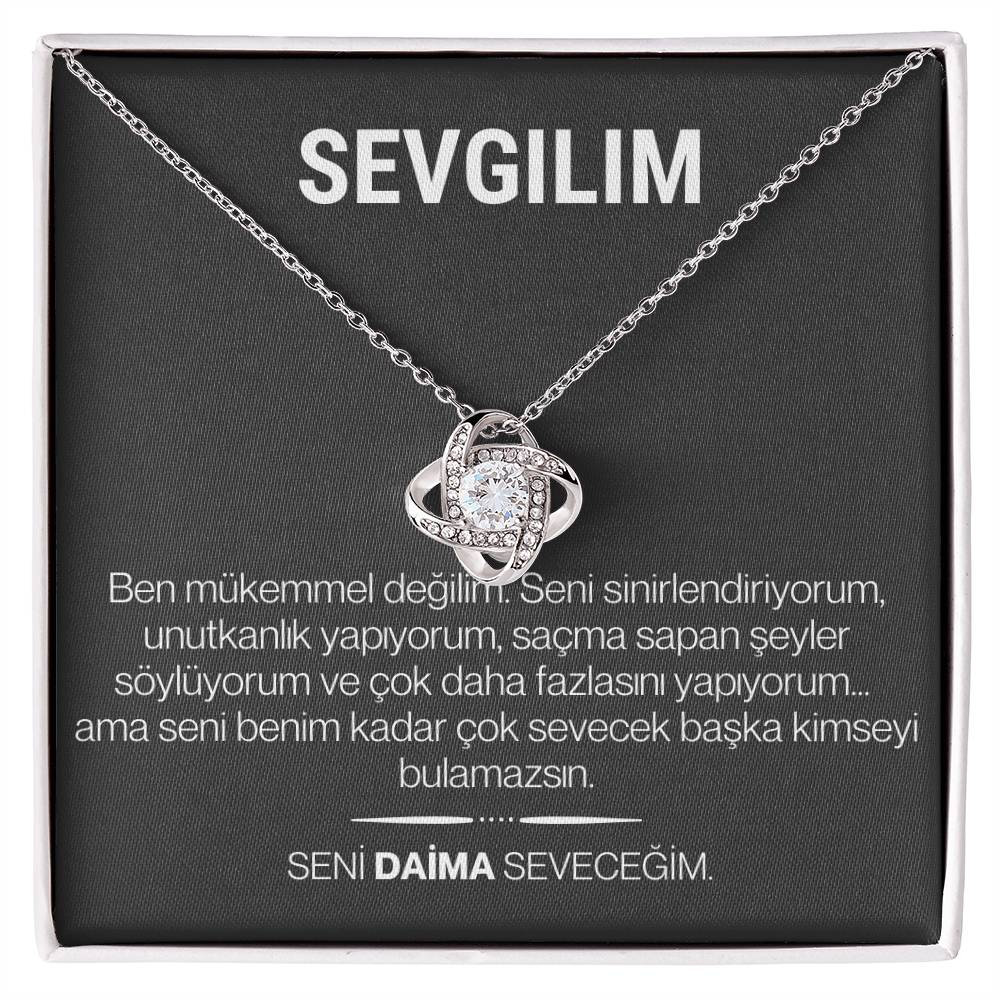 "Sevgilim" Love Knot Necklace in Turkish | 14k White Gold Over Stainless Steel - To My Soulmate – Happy Anniversary