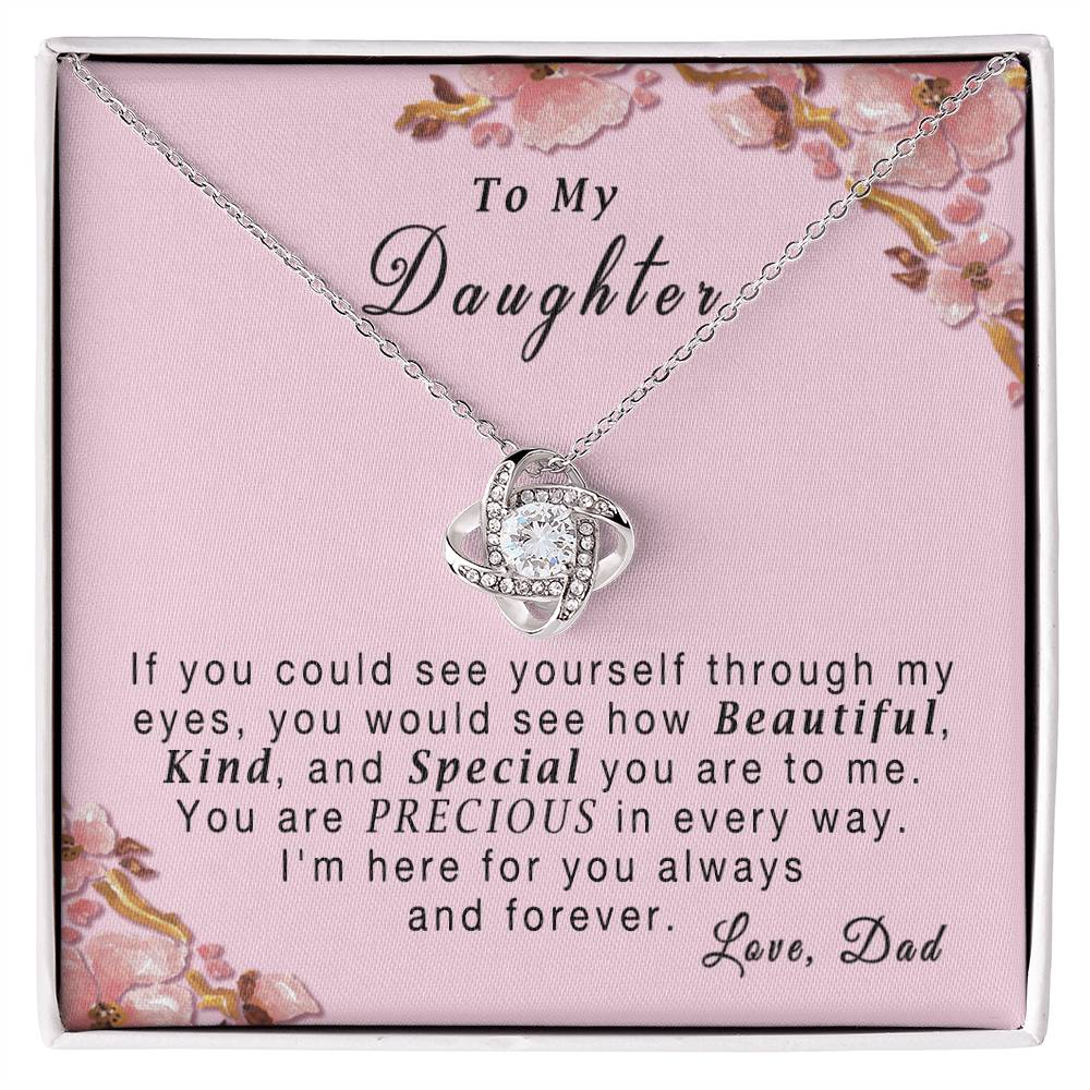 "To My Daughter, If You Could See.." Cubic Zirconia With 14k White Gold Finish Necklace